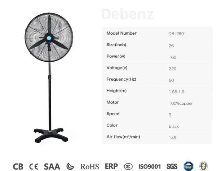 مروحة ستاند مقاس ٢٦ بوصة معدن موتور نحاس ١٠٠ ٪
